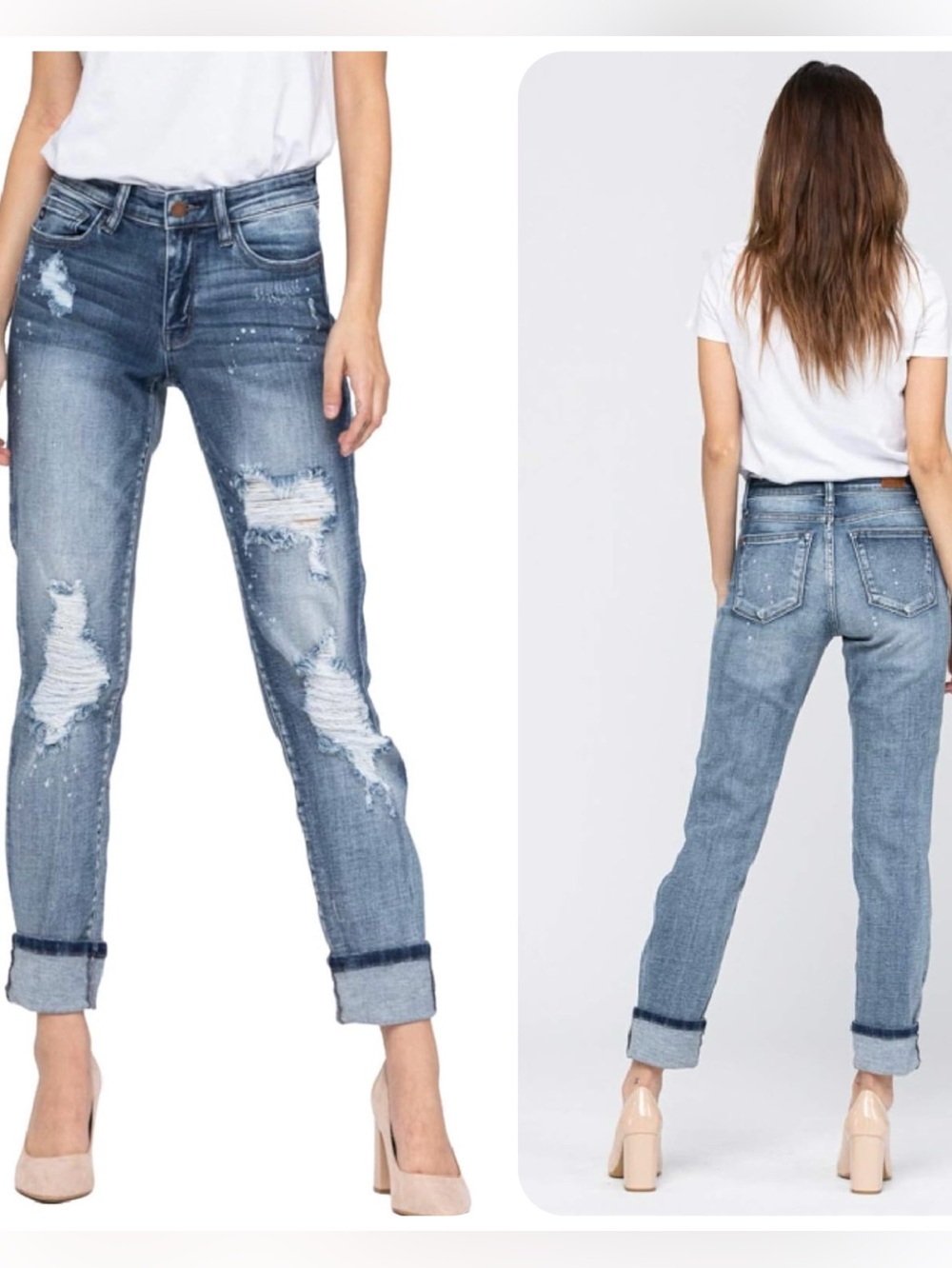 Judy Blue Jeans Women’s 27 Destroyed Bleach Splatter Boyfriend Fit LIKE NEW!